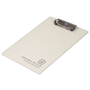 Carpeta De Pinza Tipografía gris textura de lino crema minimalista