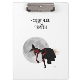 Carpeta De Pinza Tipsy Witch On Flying Broom Clipboard