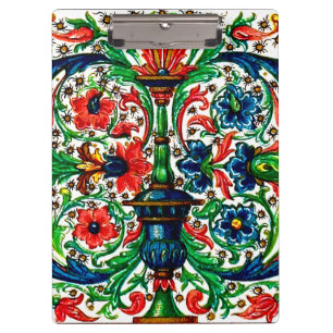 Carpeta De Pinza Tonos de joya Manuscrito medieval Flores Rollos