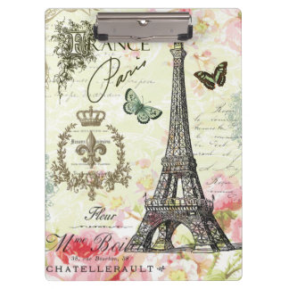 Carpeta De Pinza torre Eiffel moderna del francés del vintage