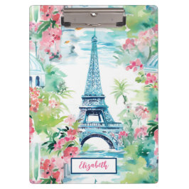 Carpeta De Pinza Torre Eiffel Paris Francia Floral