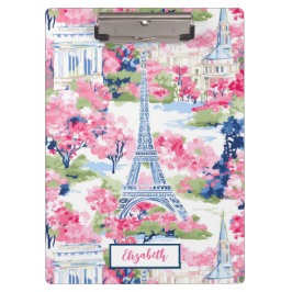 Carpeta De Pinza Torre Eiffel Paris Francia Floral