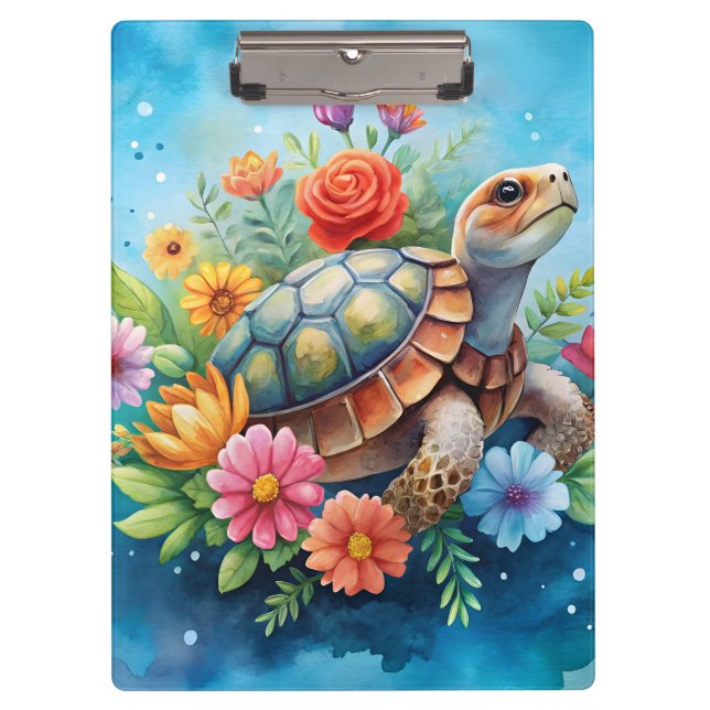 Carpeta De Pinza Tortuga floral (Anverso)