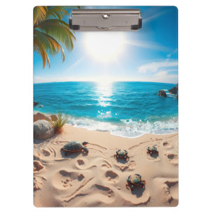Carpeta De Pinza Tortuga Marina Acuarela Verde Costero Zen