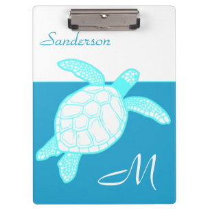 Carpeta De Pinza Tortuga marina azul Verde azulado blanco