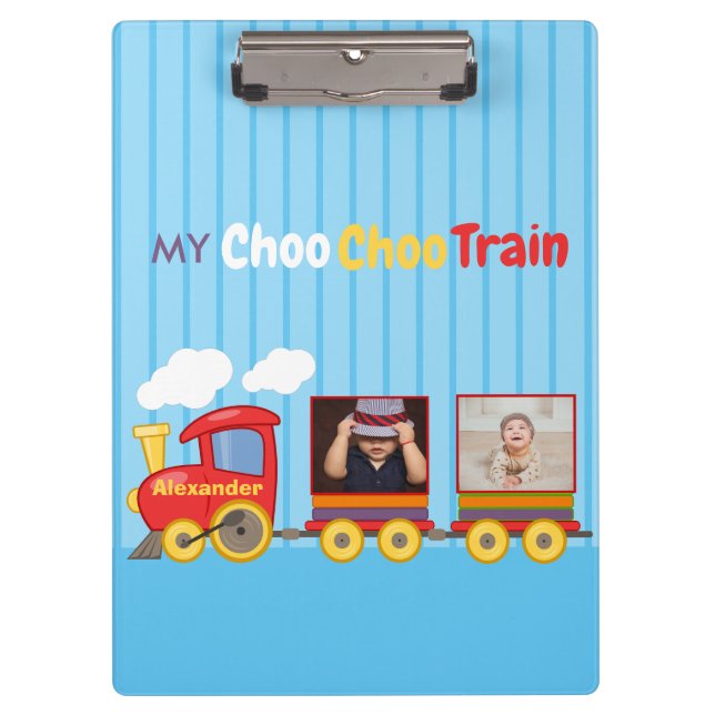 Carpeta De Pinza Toy Train Toddler Boy Birthday Blue (Anverso)