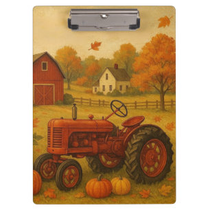 Carpeta De Pinza Tractor clásico de otoño feliz y granja