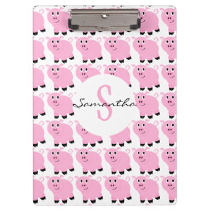 Carpeta De Pinza Trama de cerdo rosado personalizado para niños