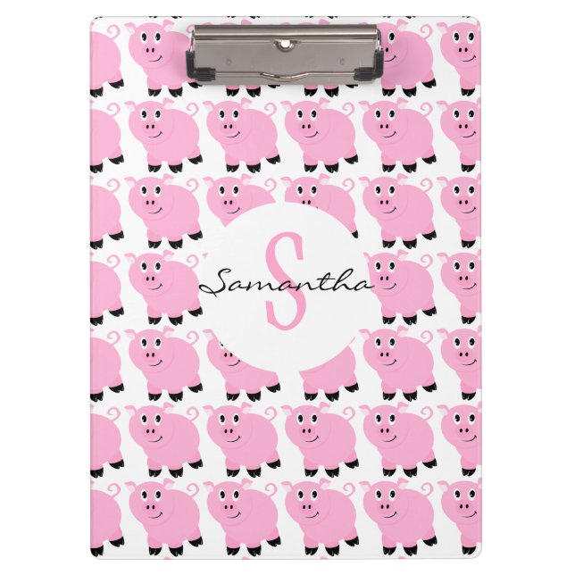 Carpeta De Pinza Trama de cerdo rosado personalizado para niños (Anverso)
