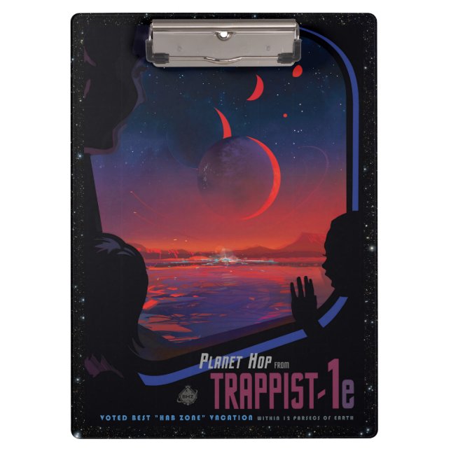 Carpeta De Pinza TRAPPIST-1 System Planet 1e turismo espacial retro (Anverso)