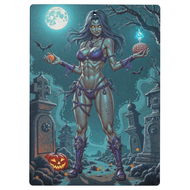 Carpeta De Pinza Trato de Halloween o Novia Zombie con cerebros (Reverso)