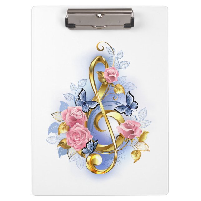 Carpeta De Pinza Treble arrecife con rosas rosas rosas rosas (Anverso)