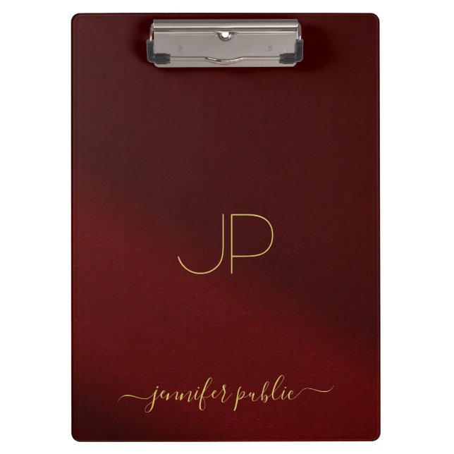 Carpeta De Pinza Trendy Script Name Monogram Elegant Gold Text (Anverso)