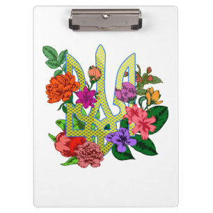 Carpeta De Pinza tridente tryzub de la heráldica ucraniana con flor