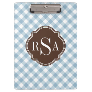 Carpeta De Pinza Triple patrón de Gingham azul marrón