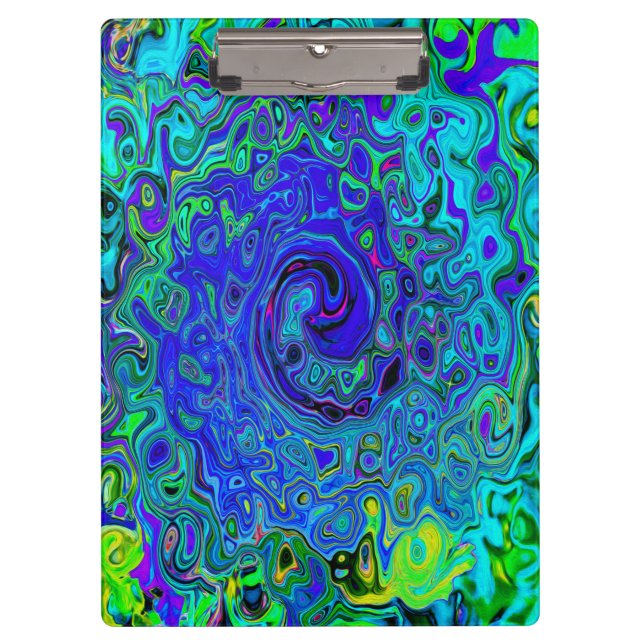 Carpeta De Pinza Trippy Violet Blue Abstract Retro Liquid Swirl (Anverso)