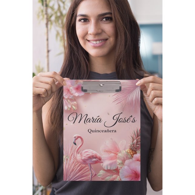 Carpeta De Pinza Tropical Flamingo Quinceañera, custom (Subido por el creador)