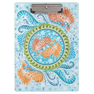 Carpeta De Pinza Tropical Koi Mandala Vibrante Ocean Zen Art