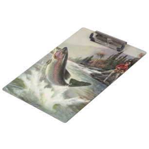 Carpeta De Pinza Trucha Arcoíris, Pescador Antiguo Pescando Peces