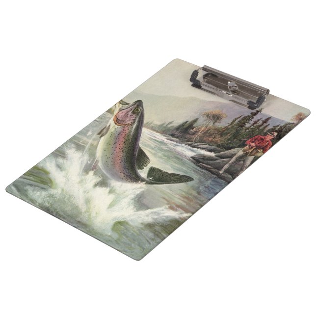 Carpeta De Pinza Trucha Arcoíris, Pescador Antiguo Pescando Peces (Angular)