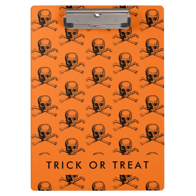 Carpeta De Pinza Truco o invitación anaranjado de Halloween (Anverso)