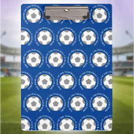 Carpeta De Pinza Tu equipo de fútbol en azul. Entrenador de fútbol