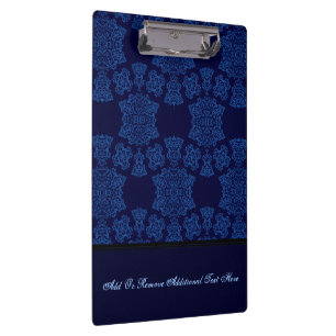 Carpeta De Pinza Tudor subió el damasco (azul) (el monograma)