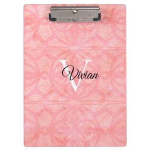 Carpeta De Pinza Tulip Pink Watercolor Monograma