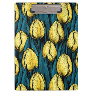 Carpeta De Pinza Tulipanes amarillos con hojas azules