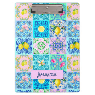 Carpeta De Pinza Turquesa Veraniega Siciliano Amalfi Azulejo
