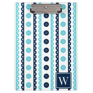 Carpeta De Pinza Turquesa y azul marino a rayas Preppy Craft & Sewi