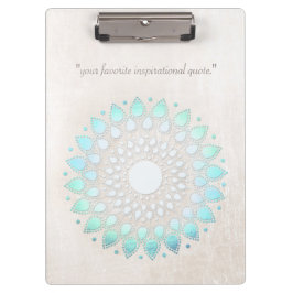 Carpeta De Pinza Turquoise Lotus Floral Mandala Scrated Marble