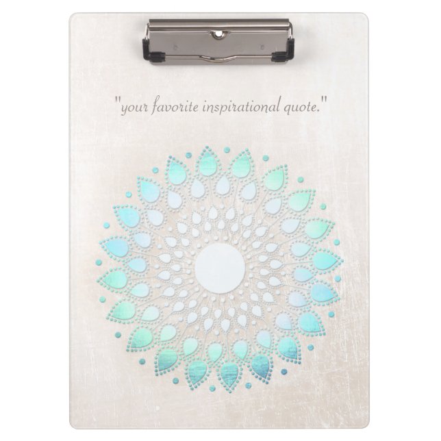 Carpeta De Pinza Turquoise Lotus Floral Mandala Scrated Marble (Anverso)