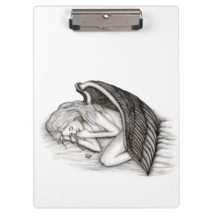 Carpeta De Pinza Un ángel dormido, diseño blanco y negro