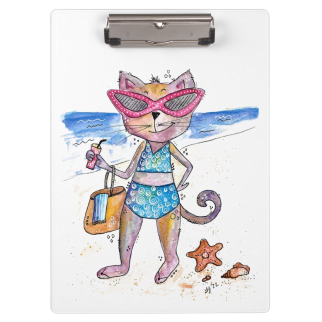 Carpeta De Pinza Un gato caprichoso en la playa (Anverso)