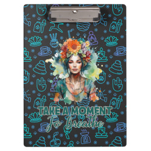 Carpeta De Pinza Un momento para respirar a Chica de yoga de las fl