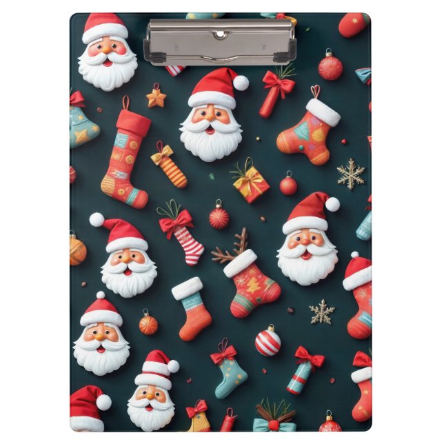 Carpeta De Pinza Un Papá Noel festivo y Navidades saludan (Anverso)