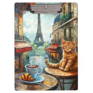 Carpeta De Pinza Una mañana en París Gato de jengibre en un café
