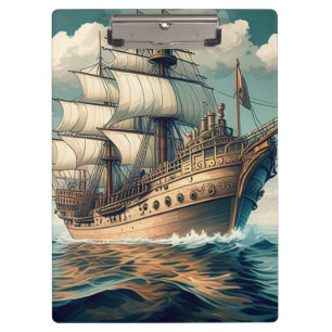 Carpeta De Pinza Una Pintura De Un Buque Con Las Velas Down-56350