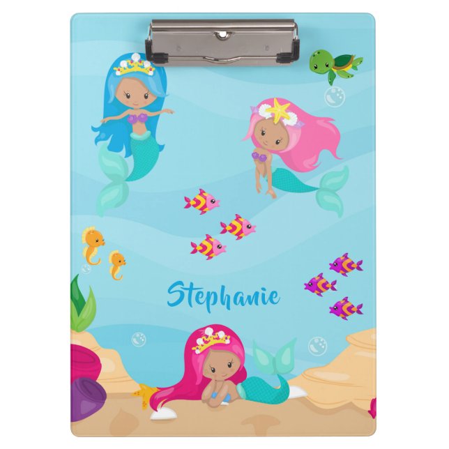 Carpeta De Pinza Una sirena pequeña y personalizada Girly bajo el m (Anverso)