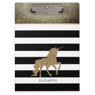 Carpeta De Pinza Unicornio Brillante, Rayas -Personalizado