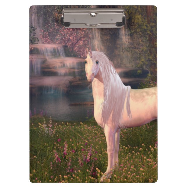 Carpeta De Pinza Unicornio frente a una cascada (Anverso)