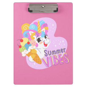 Carpeta De Pinza Unicornio lindo con helado