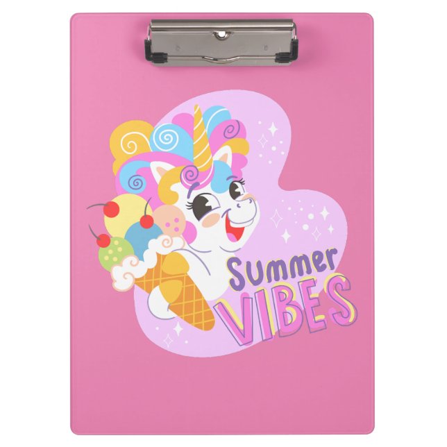 Carpeta De Pinza Unicornio lindo con helado (Anverso)