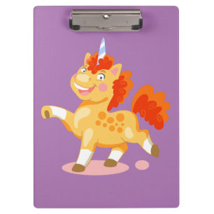 Carpeta De Pinza Unicornio naranja divertido