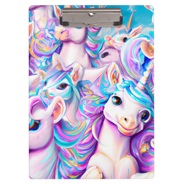 Carpeta De Pinza Unicornio rosa y morado y arcoiris (Anverso)