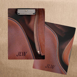 Carpeta De Pinza Unzipped de cuero falso marrón