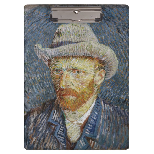 Carpeta De Pinza Van Gogh Autoretrato Gray Felt Gorra Pintura (Anverso)