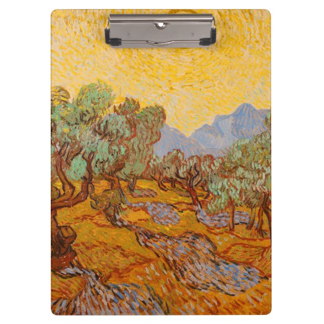 Carpeta De Pinza Van Gogh Olive Trees cielo amarillo (Anverso)