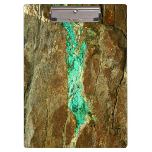 Carpeta De Pinza Vena natural de la turquesa en piedra marrón